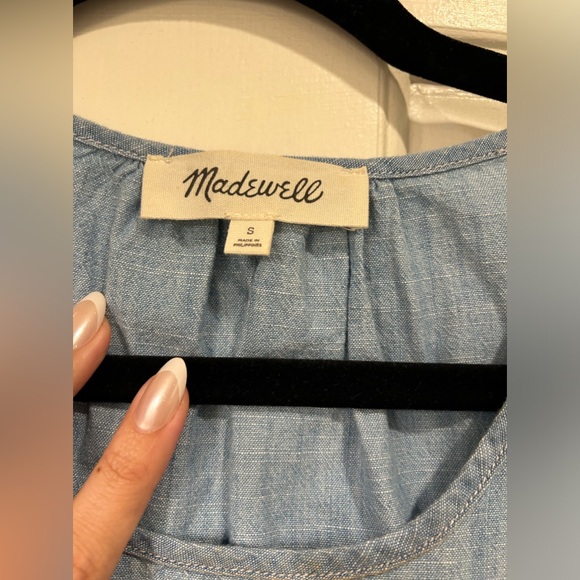 Madewell Crop Swing Chambray Cotton Tank Top - Picture 3 of 7